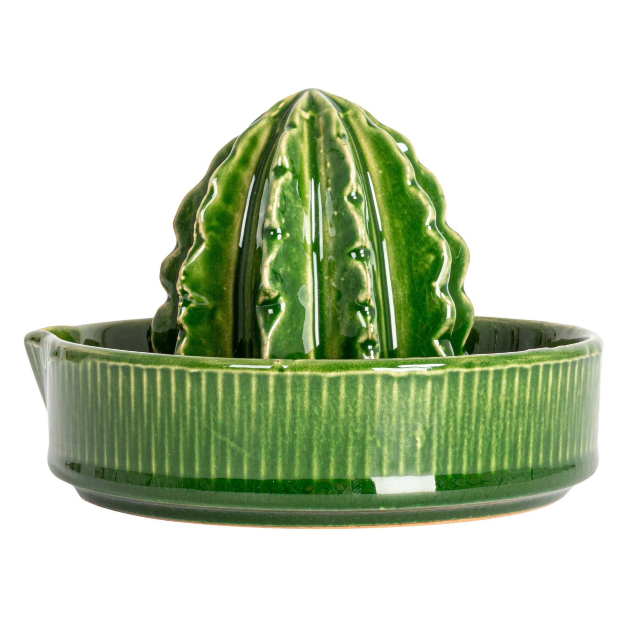 Hello Honey® 4" Green Cactus-Shaped Stoneware Juicer